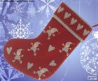 Noel Baba elfler ve kalpleri süslü çorap